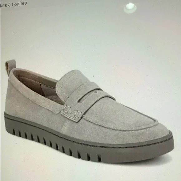 NWOT Vionic Grey Uptown Suede Leather Penny Loafers Size 7.5 - Picture 1 of 10